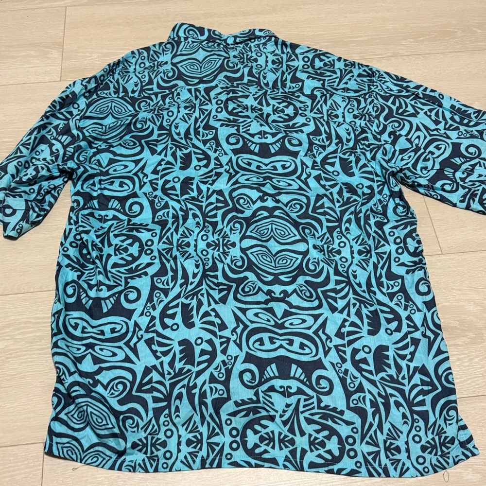 Da Edge Turquoise and Black Patterned Men's Shirt - Picture 6 of 6